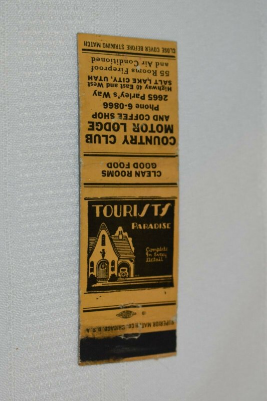 Country Club Motor Lodge and Coffee Shop Utah 20 Strike Matchbook Cover