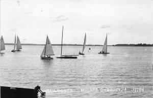 Okoboji Iowa~West Okoboji Lake Scene~Sailboats on Water~1940s RPPC Postcard