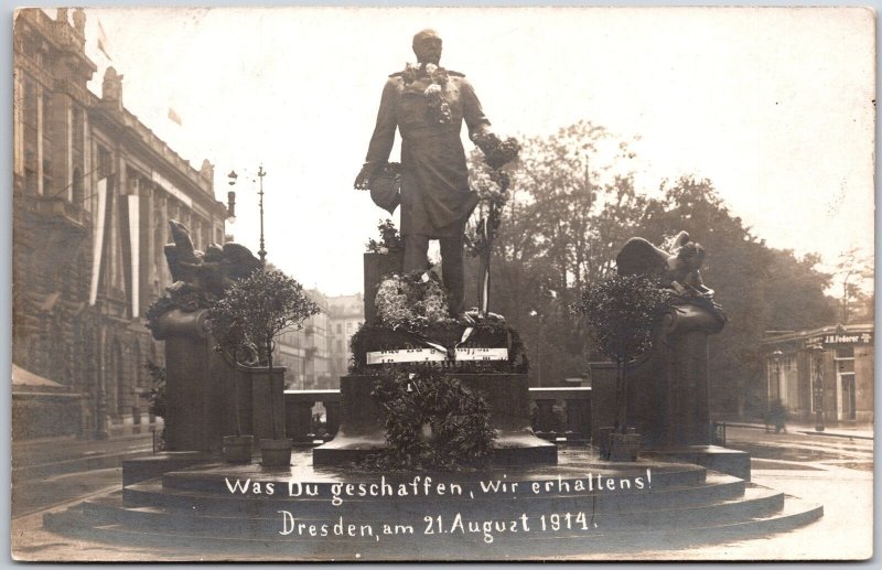 Was Du Geschaffen Wir Erhaltens Dresden am Germany Real Photo RPPC Postcard