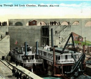 First Boat Passing Through 3rd Lock Chamber, Florence, Alabama Wilson Dam