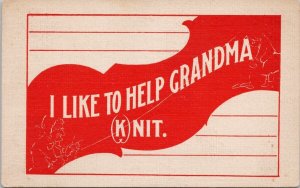 I Like to Help Grandma Knit c1907 to Bagot Manitoba Postcard H46