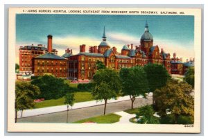Vintage 1940's Postcard Aerial View Johns Hopkins Hospital Baltimore Maryland