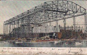 Quincy MA, Fore River Iron Works, 1905 Ship Yard, Battleship Being Built, Navy