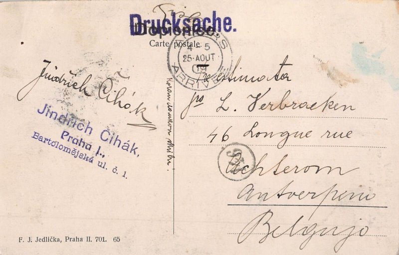 POZDRAV z PRAHY CZECH REPUBLIC-POHLED z LETOHTADKU BELVEDERE~1910 PHOTO POSTCARD