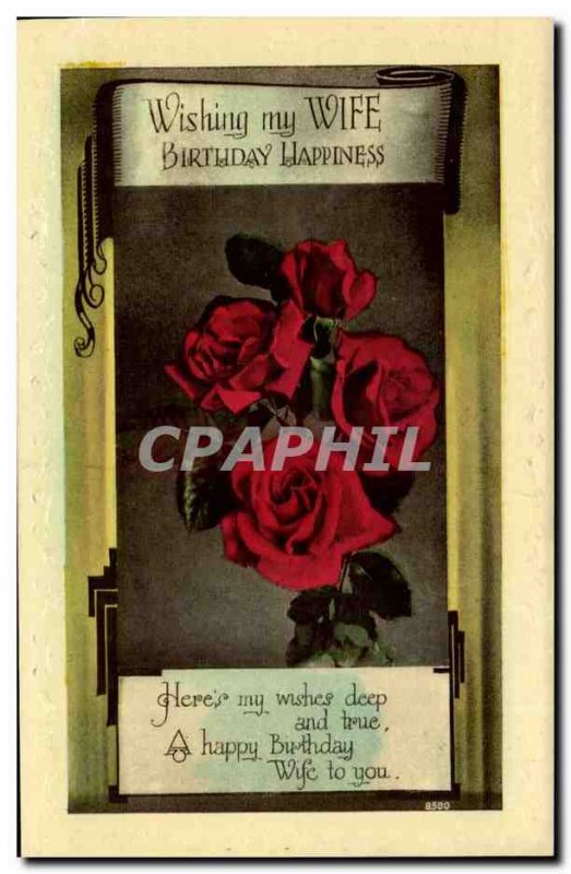 Old Postcard Fantasy Wishing happiness my wife Birthday Anniversary