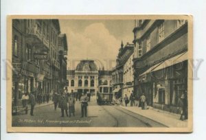 433796 Austria St.Polten Kremsergasse Train station tram shops pharmacy postcard