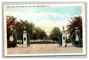 Vintage 1930's Postcard Anna Mann Gate Roger Williams Park Providence RI
