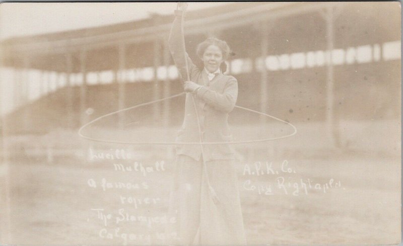 Lucille Mulhall Rodeo Cowgirl Roper Calgary Stampede AB 1912 RPPC Postcard E72