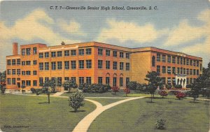 Greenville South Carolina 1940-50s Postcard Greenville Senior High School