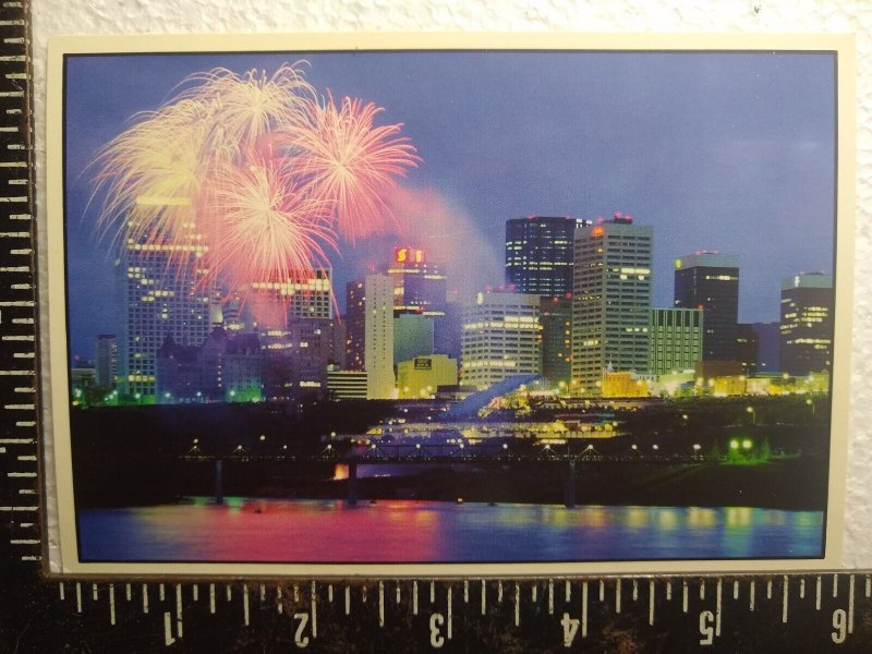 Postcard - Fireworks above Edmonton's night skyline - Edmonton, Canada