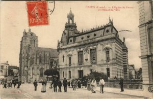 CPA DREUX - L'Église St-Pierre et l'Hotel-de-Ville (131520)