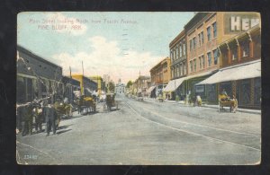 PINE BLUFF ARKANSAS DOWNTOWN MAIN STREET SCENE HORSE & BUGGY POSTCARD