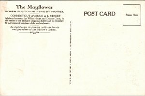 Mayflower Washington DS Hotel Connecticut Ave L St Night View WB Postcard VTG 