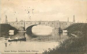 Boat CHICAGO ILLINOIS 1916 Intake Bridge Jackson Park Macfarlane postcard 4948