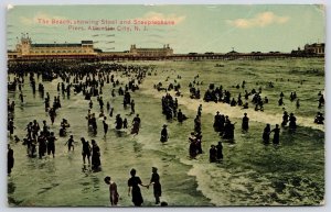 1910's Beach Steel & Steeplechase Piers Atlantic City New Jersey Posted Postcard