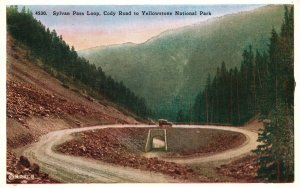 Vintage Postcard 1920's Sylvan Pass Loop Cody Road Yellowstone National Park WY