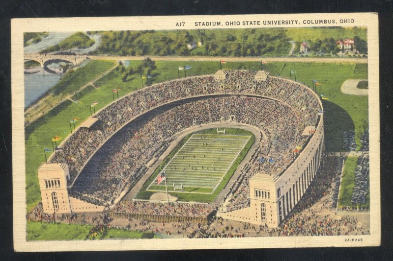 COLUMBUS OHIO STATE BUCKEYES FOOTBALL STADIUM GAME VINTAGE POSTCARD