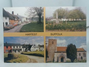 Vintage Postcard Multiview Hartest Suffolk Church Village Stores