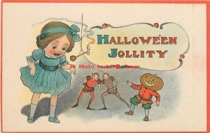 Halloween, Samson Brothers No S 601-1 Color, Girl with JOL Boy & Sprites