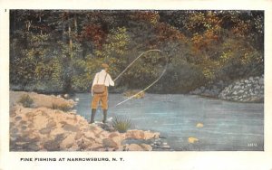 Fine Fishing Narrowsburg, New York Postcard