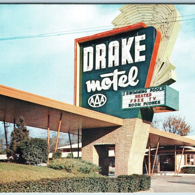 c1950s Nashville TN Drake Motel Advertising Novelty Postcard Fold Postfolio A243