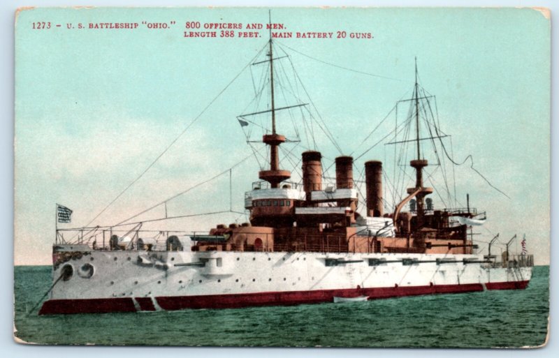 Great White Fleet Battleship Ohio Navy Ship Postcard