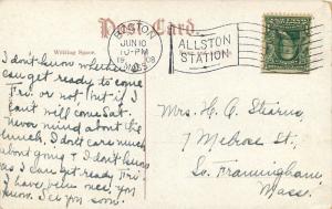 1908 Alliston Massachusetts Railroad Station postcard 951