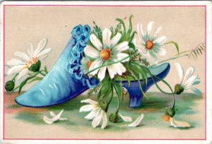 Trade Card - Woolson Spice - Daisies in blue shoe