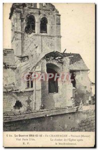 Old Postcard War in Champagne Prunay The bell tower of the & # 39eglise after...