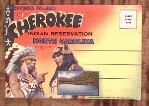 1930s CHEROKEE INDIAN RESERVATION NC TOURIST FOLD OUT SOUVENIR POSTCARD Z3734