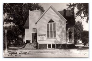 Baptist Church Casey Illinois Real Photo Postcard RPPC c1955