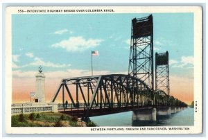 c1955 Interstate Highway Bridge Columbia River Vancouver Washington WA Postcard