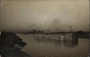 Erie Canal Barge Adams Basin NY Cancel 1909 Real Photo Postcard