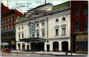 VINTAGE POSTCARD THE NEW PRINCESS THEATRE AND STREET SCENE AT CHICAGO ILL 1909