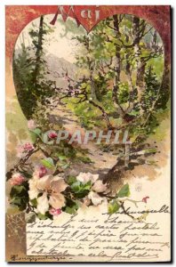 Old Postcard Fancy Heart Month in May