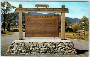 ROBBERS ROOST near ALDER, Montana MT  ~  Historic Sign 1963   Postcard