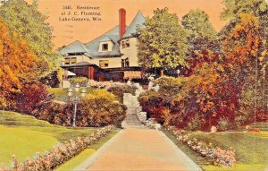 LAKE GENEVA WISCONSIN~RESIDENCE OF J C FLEMING~1912 POSTCARD 