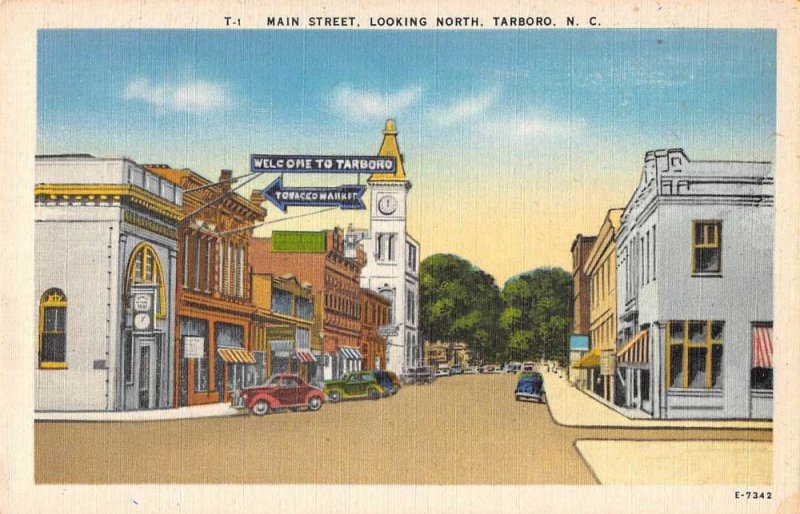 Tarboro North Carolina business district Main St linen antique pc ZE686265