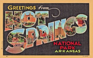 Postcard AR Hot Springs Arkansas-Large Letters Greetings-Vintage Linen 1934 C5