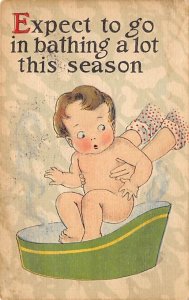 Expect to go in bathing a lot this season Birth Announcement 1915 