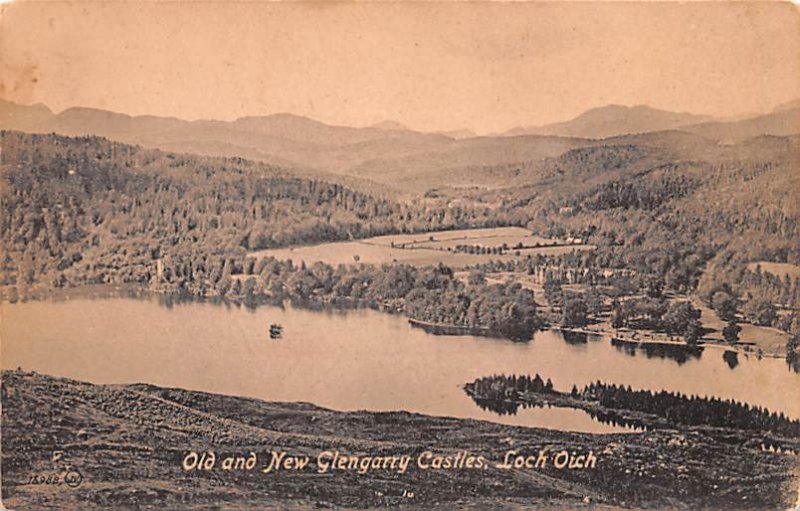 Old and New Glengarry Castles Loch Oich Scotland, UK Writing on back 