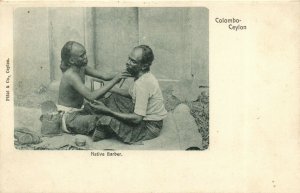PC CPA CEYLON - SRI LANKA, COLOMBO, NATIVE BARBER, Vintage Postcard (b20067)