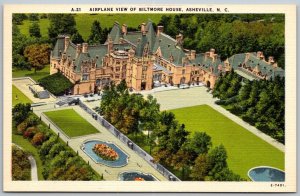 Asheville North Carolina 1940s Postcard Aerial View Biltmore House