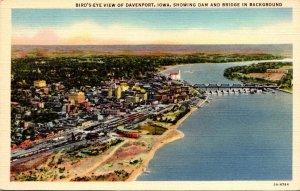 Iowa Davenport Birds Eye View Curteich