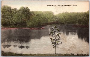 1912 Delaware OH-Ohio, Greenwood Lake, Lush Greenery In The Distance, Postcard