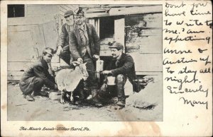 Wilkes-Barre Pennsylvania PA Coal Miners Milking Goat c1910 Vintage Postcard