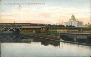 Providence RI RR Train Canal State House c1910 Postcard