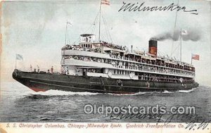 SS Christopher Columbus Chicago, Milwaukee USA Ship 1906 stains on card