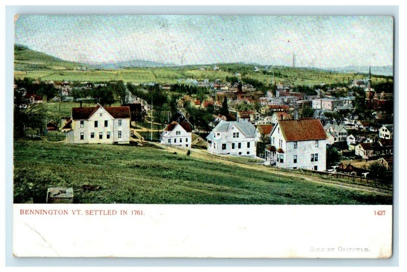 1906 Bennington Settled in 1761, Vermont VT Posted Antique Postcard