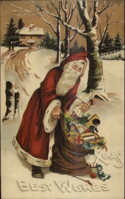 Christmas - Skinny Santa Claus Long Red Robe BB London Series C3 Postcard